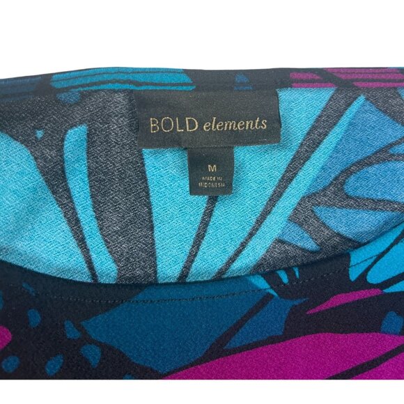 Bold Elements Womens Blouse Medium Abstract Print Chiffon Ruffle Sleeves NEW - Picture 5 of 9